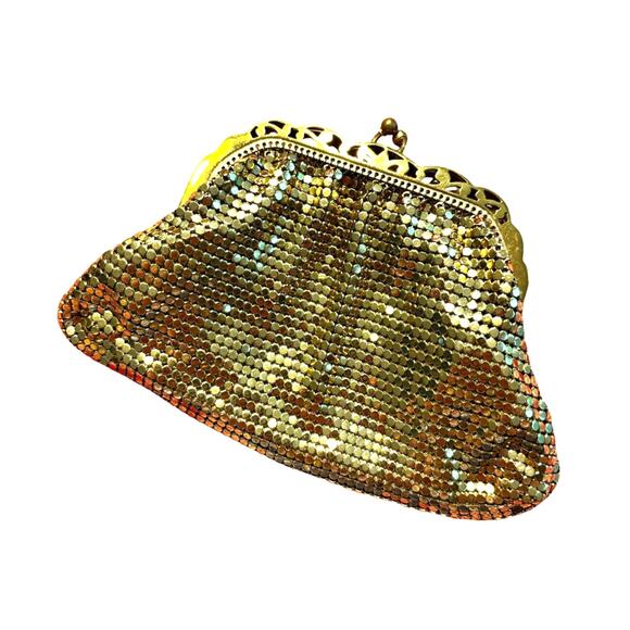 Whiting & Davis gold mesh kiss lock coin purse vintage 1920’s flapper bag clutch - Picture 2 of 8